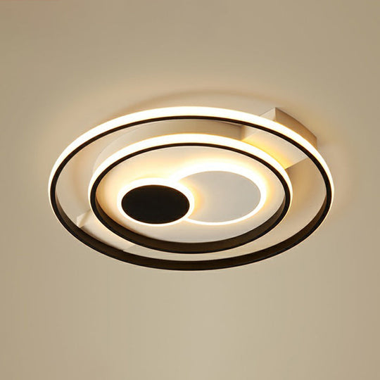 Led Black Flush Mount Ceiling Light For Bedroom - Simple Acrylic Circle Design / 20.5’