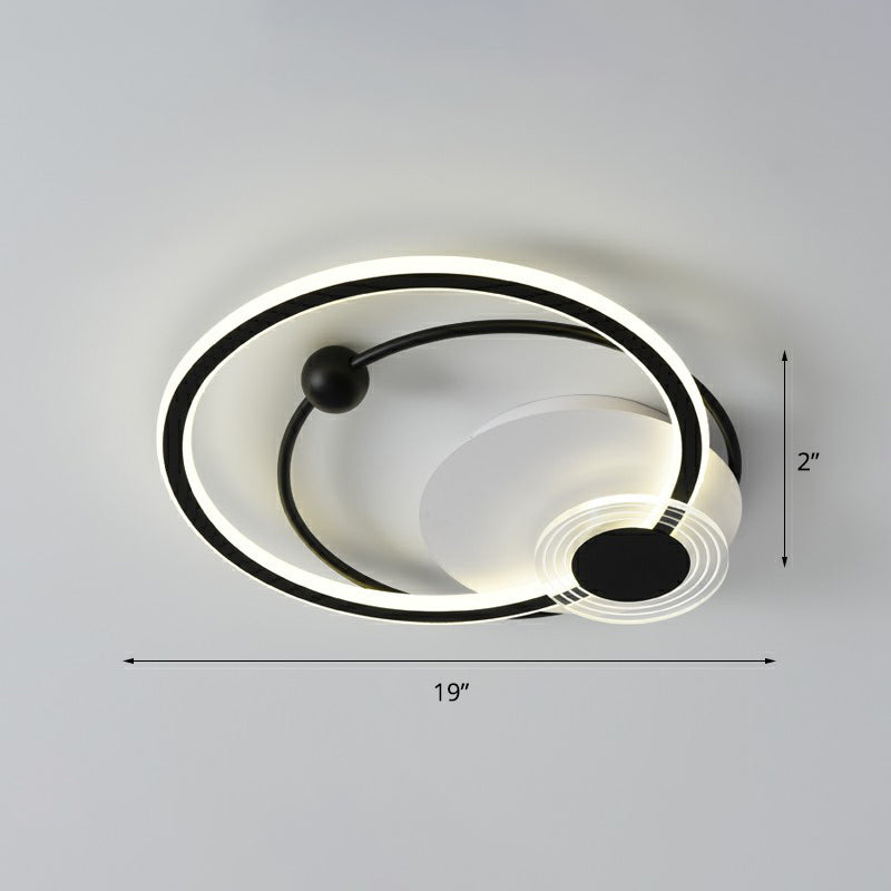 Sleek Acrylic Flush Mount Led Ceiling Light For Bedroom With Loop Design Black / 19’