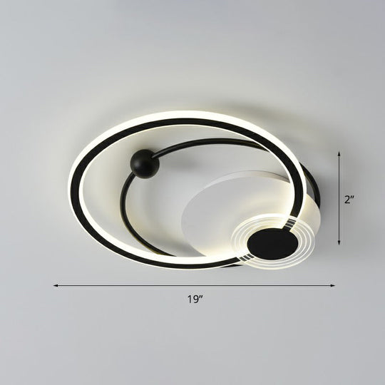 Sleek Acrylic Flush Mount Led Ceiling Light For Bedroom With Loop Design Black / 19