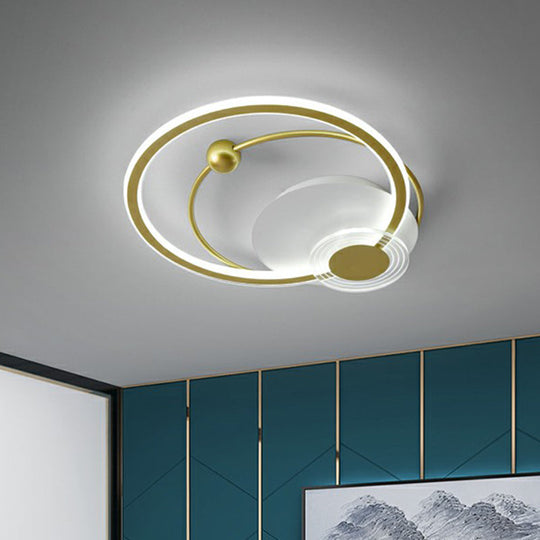 Sleek Acrylic Flush Mount Led Ceiling Light For Bedroom With Loop Design