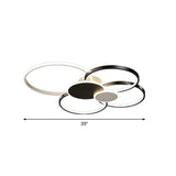 Modern Led Metal Flush Ceiling Light For Living Room - Circular Design Mounted Black / 39 White