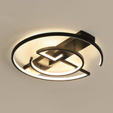Metal Led Flush Light Fixture - Sleek Black Ceiling Lamp For Bedroom / 24.5 Remote Control Stepless
