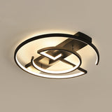 Metal Led Flush Light Fixture - Sleek Black Ceiling Lamp For Bedroom / 20.5 Third Gear