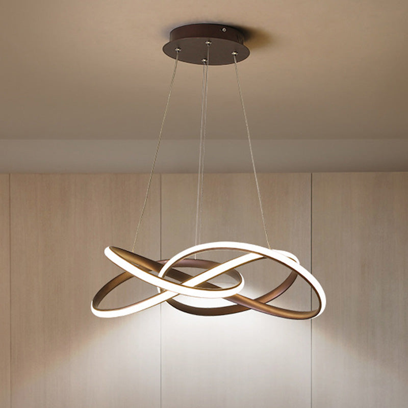 Modern Led Coffee Chandelier Lamp - White/Warm Light Seamless Curve Design