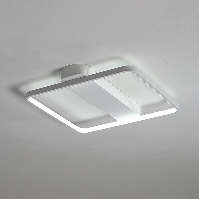White Led Flush Mount Light: Modern Geometric Fixture For Bedroom Ceiling / 21.5 Square Plate