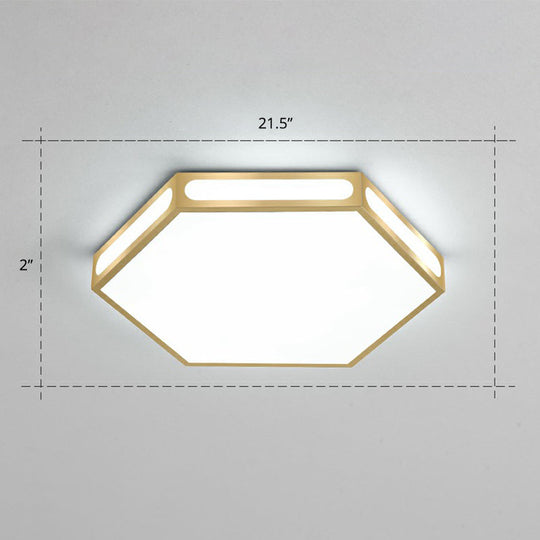 Modern Gold Hexagon Led Flush Mount Ceiling Light For Bedroom / 21.5’ White