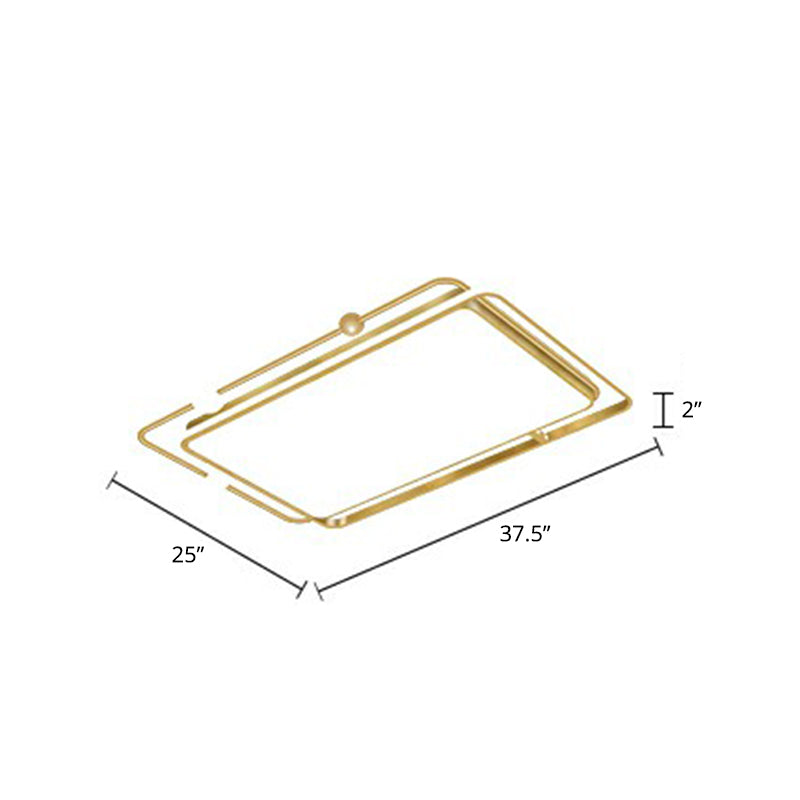Contemporary Ultrathin Gold Flush Mount Led Ceiling Light For Bedroom / White Rectangle