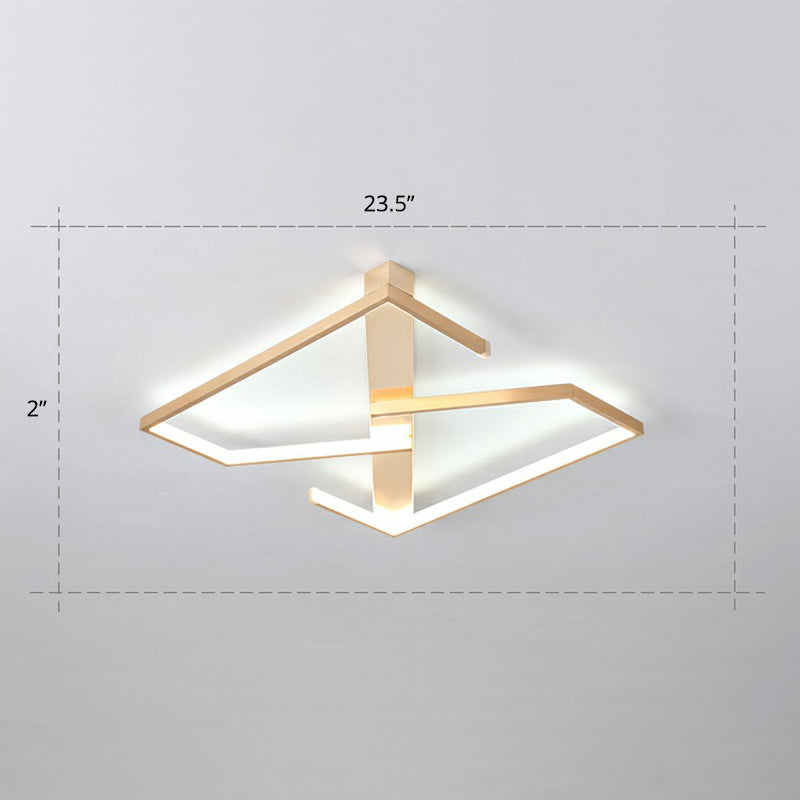 Z-Like Ceiling Mounted Led Flush Mount In Gold - Simplicity Metal Bedroom Light Fixture / 23.5 White