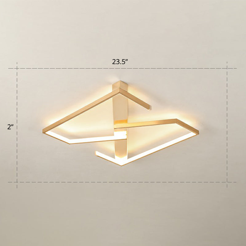 Z-Like Ceiling Mounted Led Flush Mount In Gold - Simplicity Metal Bedroom Light Fixture / 23.5 Warm