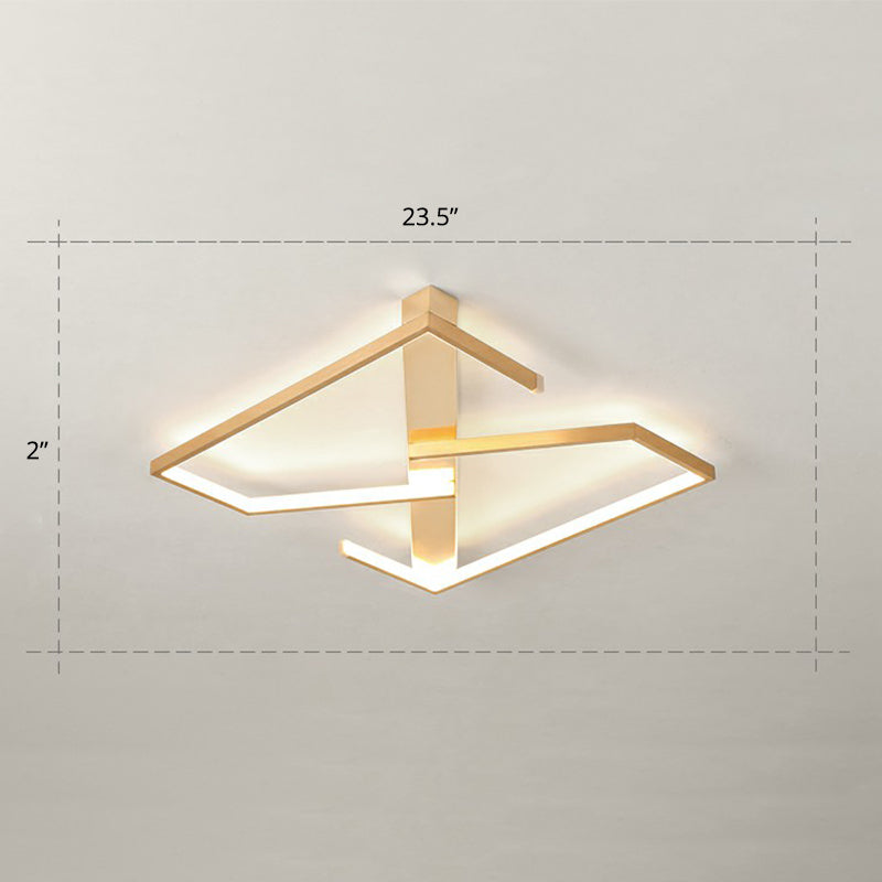 Z - Like Ceiling Mounted Led Flush Mount In Gold - Simplicity Metal Bedroom Light Fixture / 23.5’