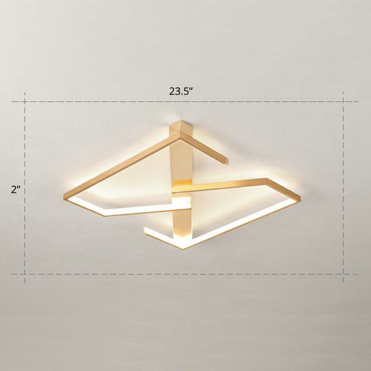 Z - Like Ceiling Mounted Led Flush Mount In Gold - Simplicity Metal Bedroom Light Fixture / 23.5’