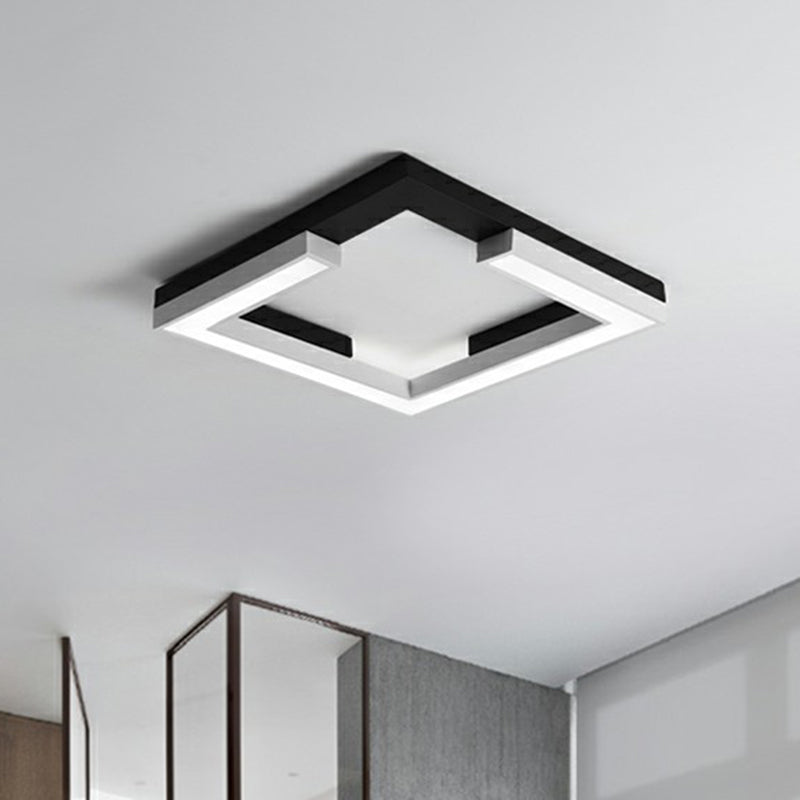 Nordic Style Square Acrylic Led Ceiling Lamp - Minimalist Black And White Flush Mount Lighting For