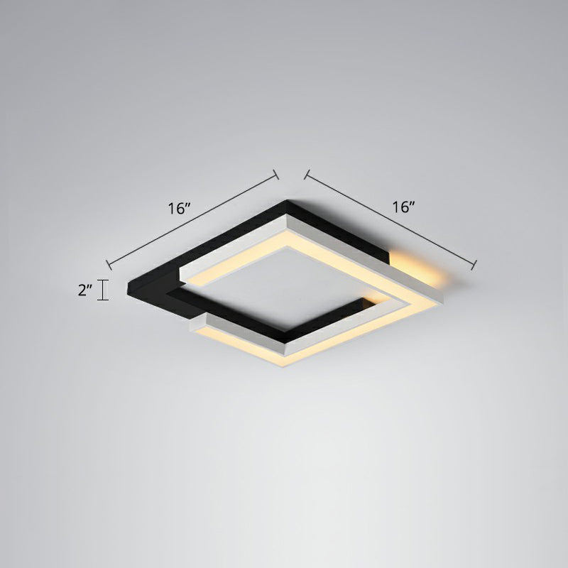 Nordic Style Square Acrylic Led Ceiling Lamp - Minimalist Black And White Flush Mount Lighting For