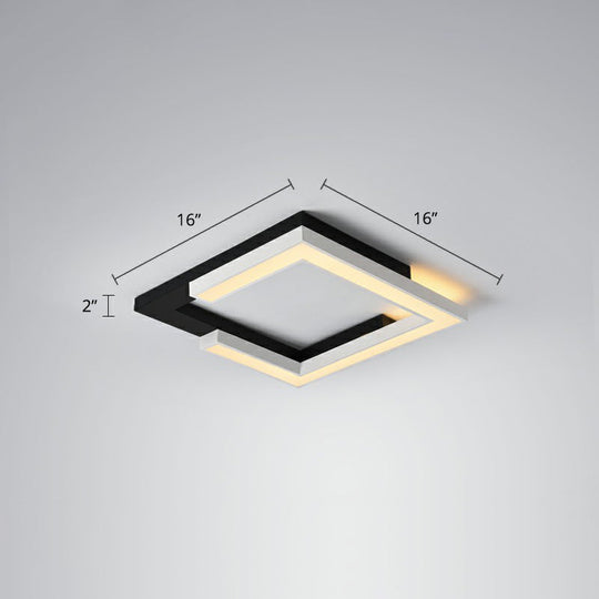 Nordic Style Square Acrylic Led Ceiling Lamp - Minimalist Black And White Flush Mount Lighting For