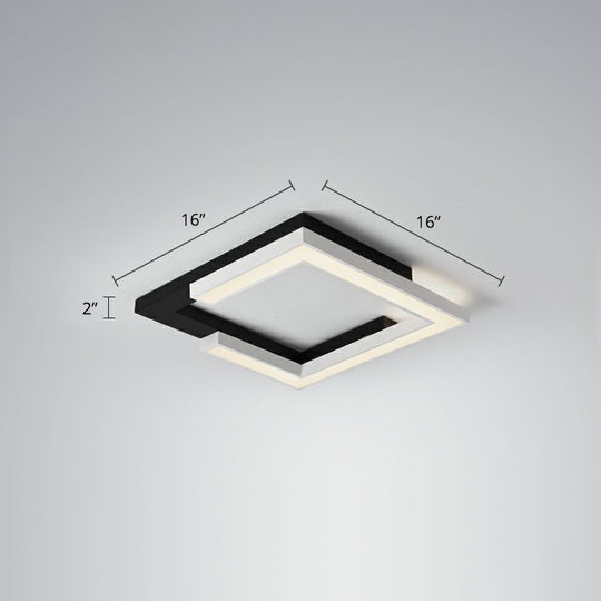 Nordic Style Square Acrylic Led Ceiling Lamp - Minimalist Black And White Flush Mount Lighting For