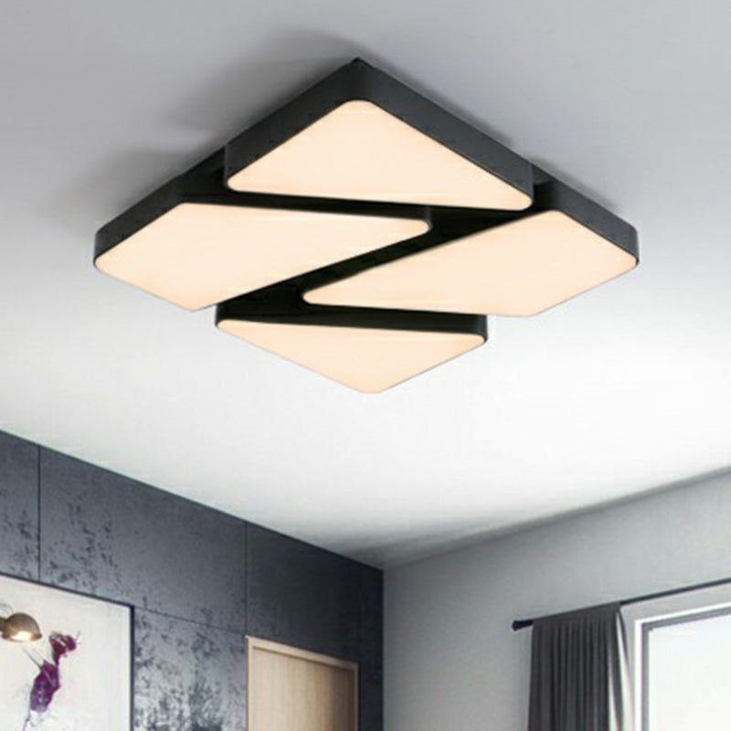 Modern Led Ceiling Light Fixture With Acrylic Diffuser For Bedroom – Nordic Style Square Mount