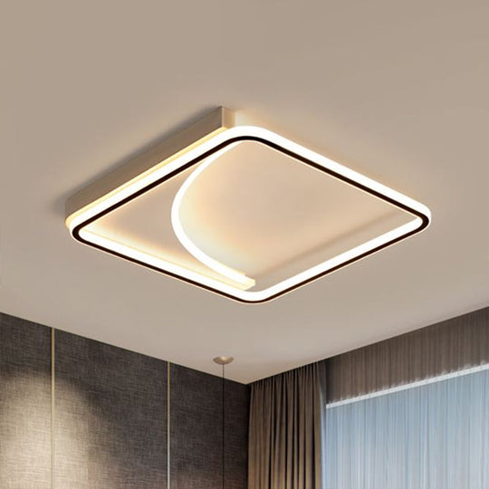 Black Square Led Flush Mount Ceiling Light With Minimalistic Design / 16.5 Remote Control Stepless