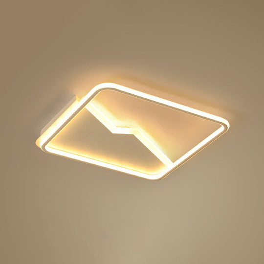 Contemporary Led Square Ceiling Mount Light: Aluminum Bedroom Flush Fixture White / 18’