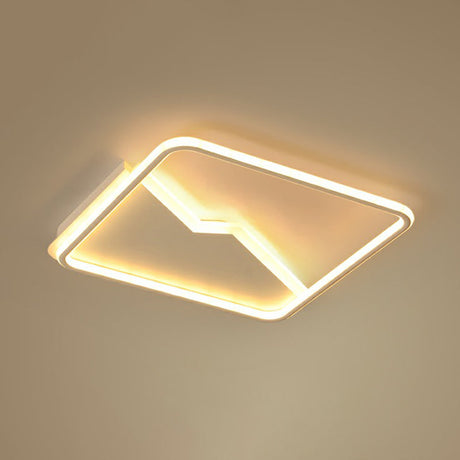 Contemporary Led Square Ceiling Mount Light: Aluminum Bedroom Flush Fixture White / 24.5