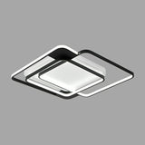 Modern Metal Black Led Square Flush Mount For Bedrooms / 20.5 Remote Control Stepless Dimming