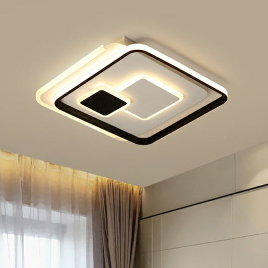 Black Ultrathin Led Flushmount Ceiling Light For Minimalist Bedroom Lighting