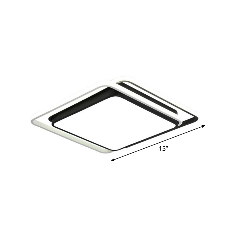 Nordic Geometric Led Flush Mount Ceiling Light With Acrylic Shade For Bedroom Black / White Square