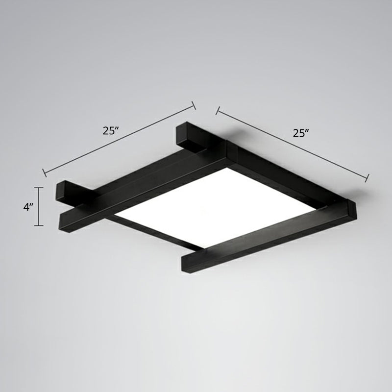 Japanese Checkerboard Acrylic Ceiling Lamp With Led Flush Mount Design For Lounge Black / 25 White