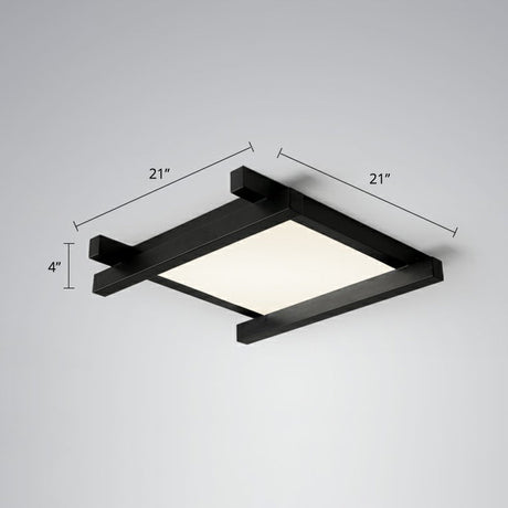 Japanese Checkerboard Acrylic Ceiling Lamp With Led Flush Mount Design For Lounge Black / 21 Third