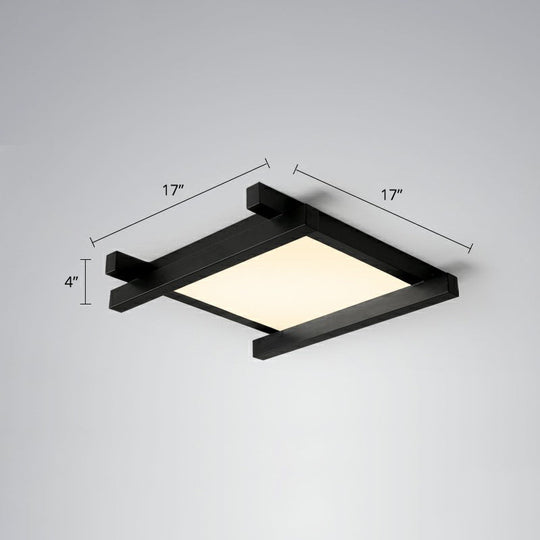 Japanese Checkerboard Acrylic Ceiling Lamp With Led Flush Mount Design For Lounge Black / 17 Remote