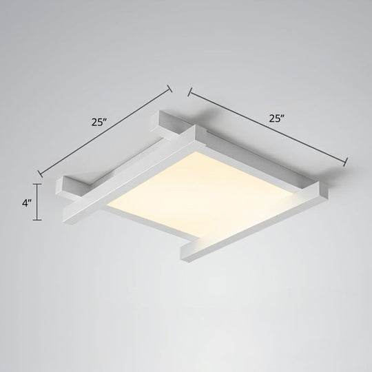 Japanese Checkerboard Acrylic Ceiling Lamp With Led Flush Mount Design For Lounge White / 25’
