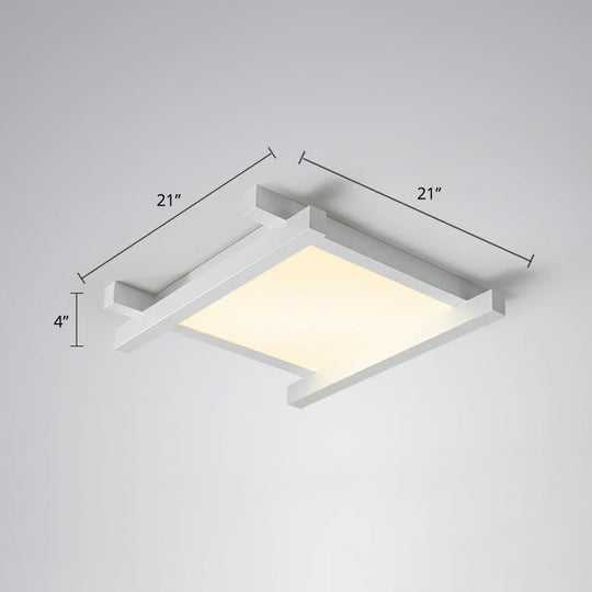 Japanese Checkerboard Acrylic Ceiling Lamp With Led Flush Mount Design For Lounge White / 21’