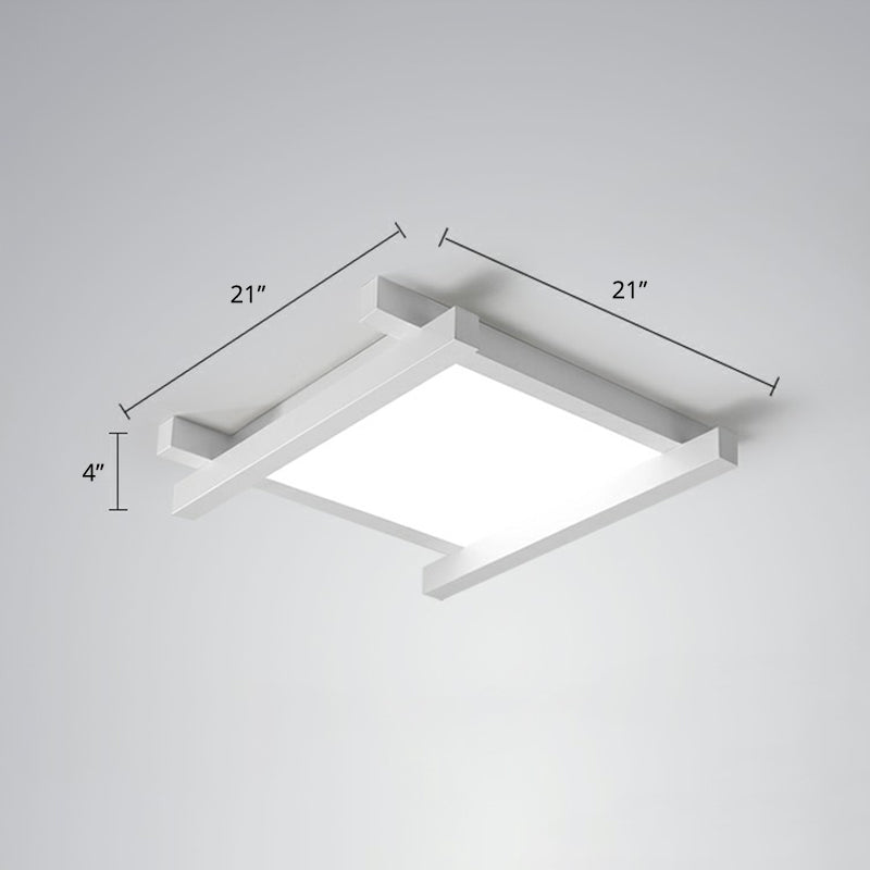 Japanese Checkerboard Acrylic Ceiling Lamp With Led Flush Mount Design For Lounge White / 21