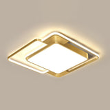 Modern Gold Led Flushmount Ceiling Light For Bedroom - Simple Square Design / 24.5 Third Gear