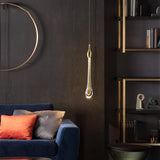 Modern Gold Crystal Droplet Pendant Light Stylish Led Ceiling Hang For Living Room