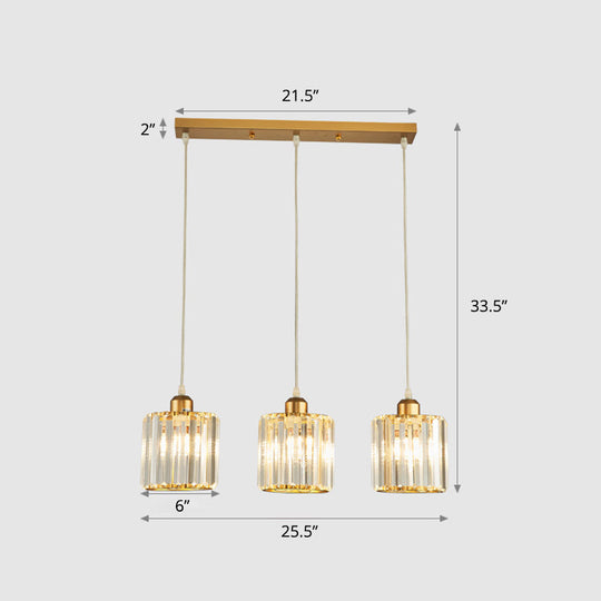 Modern Prismatic Crystal Geometric Suspension Pendant Lamp In Gold For Dining Room / 25.5’ Round
