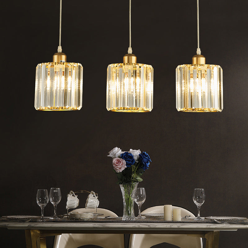 Modern Prismatic Crystal Geometric Suspension Pendant Lamp In Gold For Dining Room