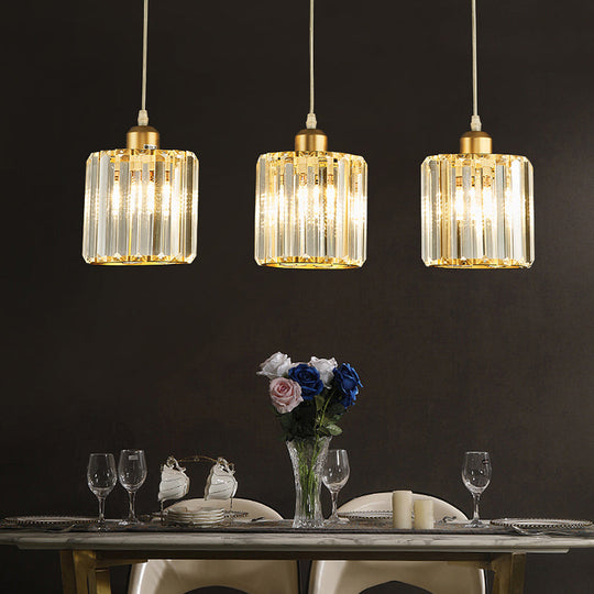 Modern Prismatic Crystal Geometric Suspension Pendant Lamp In Gold For Dining Room