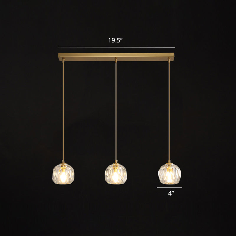 Minimalist Gold Crystal Ball Pendant Light For Restaurants - Elegant Suspension Lamp / 19.5’