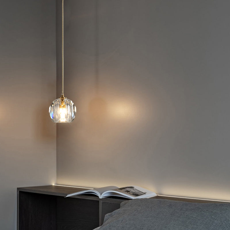 Minimalist Gold Finish Crystal Ball Pendant Light - Ideal For Restaurants