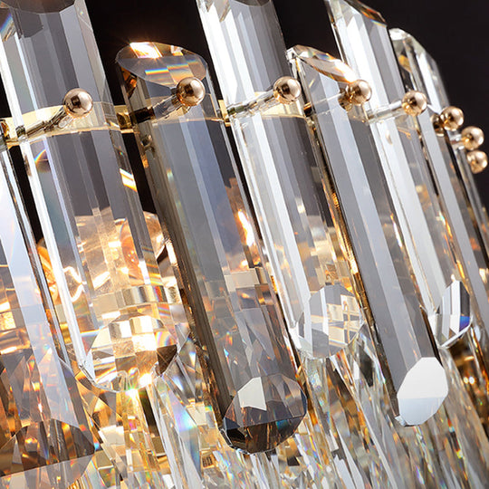 Modern Crystal Clear Chandelier For Dining Room - Round Hanging Light Fixture