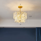 Gold Hexagonal Crystal Ceiling Chandelier - Minimalist Living Room Suspension Lamp / 17