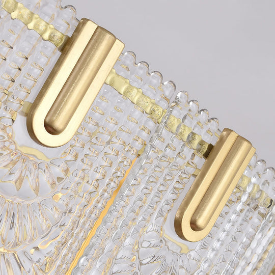 Modern Clear Glass Chandelier: Round Pendant Ceiling Lamp With Elegant Scalloped Edge