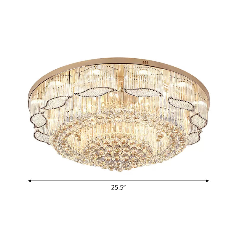 Modern Crystal Flower Flushmount Ceiling Lamp - 7 - Light Clear Flush Light Fixture For Living Room
