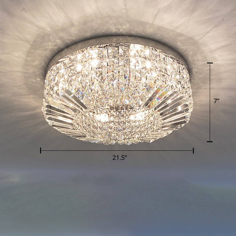 Crystal Loop Shaped Ceiling Light - Simple Style Flush Mount Fixture For Bedroom Silver / 21.5