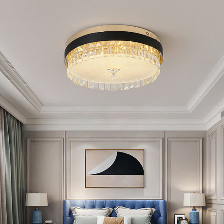 Minimalist Led Ceiling Light With Crystal Shade - Clear Flush Mount For Bedrooms