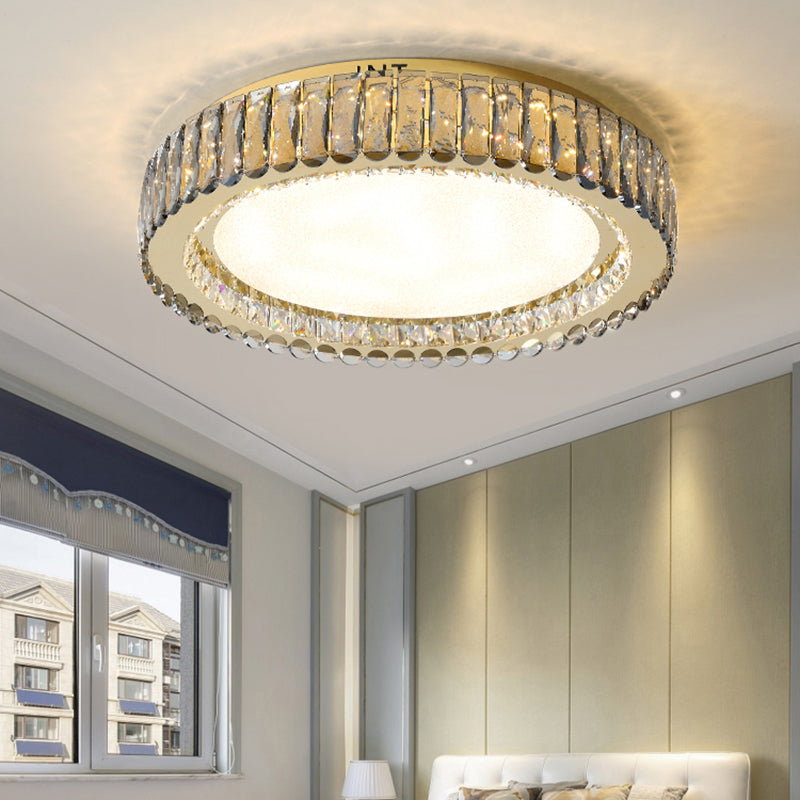 Minimalist Crystal Clear Geometric Flush Mount Ceiling Light For Bedroom