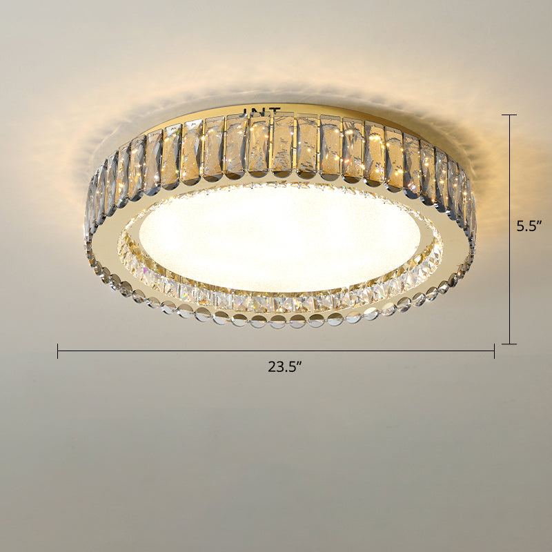Minimalist Crystal Clear Geometric Flush Mount Ceiling Light For Bedroom / 23.5 Round