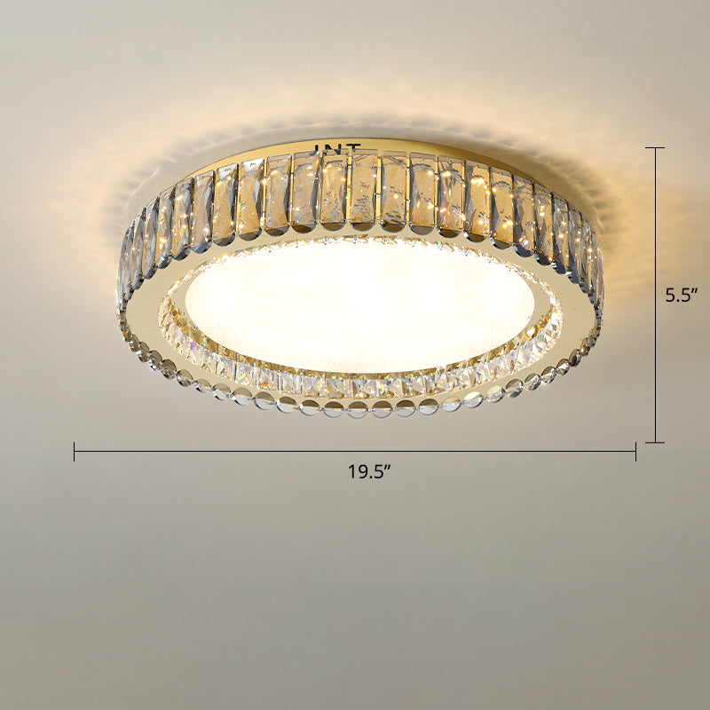 Minimalist Crystal Clear Geometric Flush Mount Ceiling Light For Bedroom / 19.5 Round