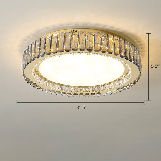 Minimalist Crystal Clear Geometric Flush Mount Ceiling Light For Bedroom / 31.5 Round