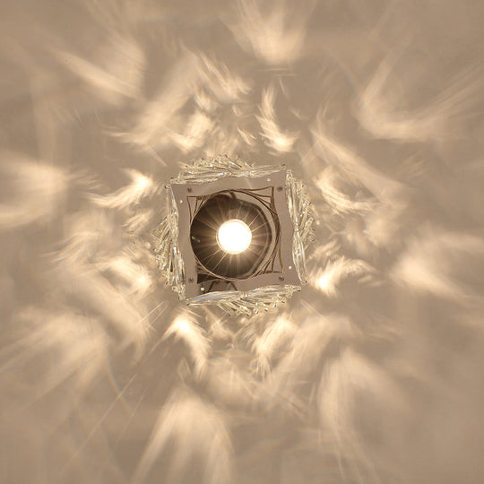 Crystal Spiral Square Ceiling Lamp - Modern 1 - Light Semi Mount For Hallways